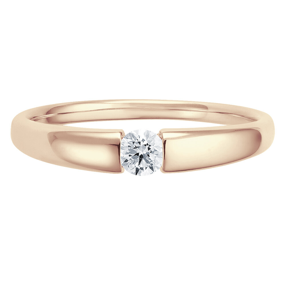 Solitaire Ring Roségold Brillant 0.170 ct. w/si, liegend