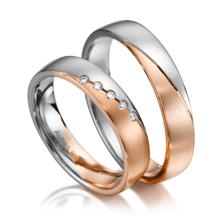 Trauringe halb-halb Weißgold & Roségold SC-1146-1