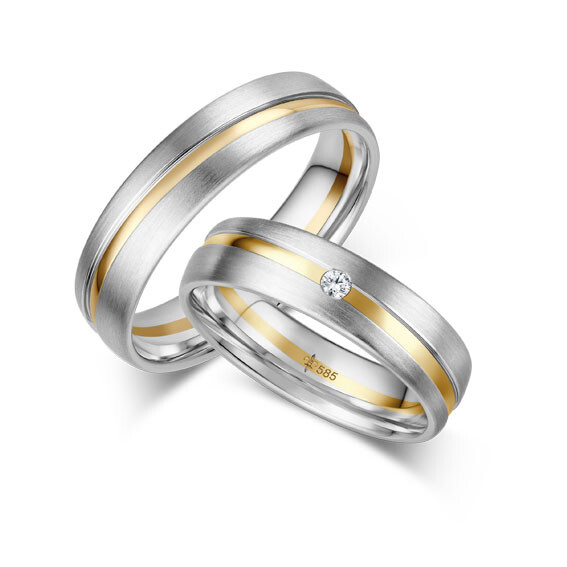 Trauringe Simone Weißgold & Gelbgold TR-0-00068 & TR-1-00068