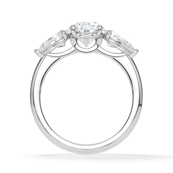 Diamantring Three Stone Lab-Grown Tropfen Pear Platin RU-1876