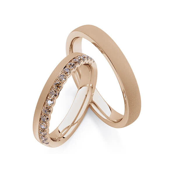 Trauringe Memoire Peach-Gold 750 Apple Green zus. 0,320 ct. RU-1765