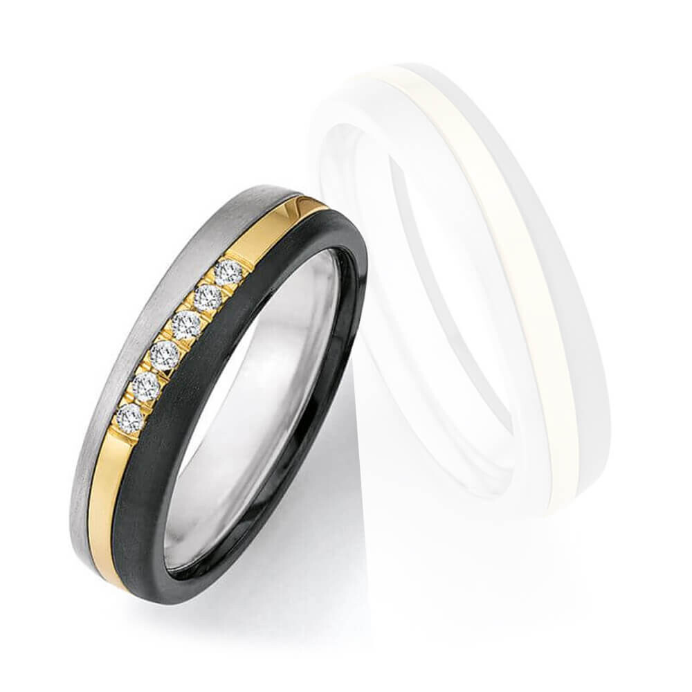 Damenring Surfing Colors Zirkonium & Gelbgold 585 & Titan 1420010