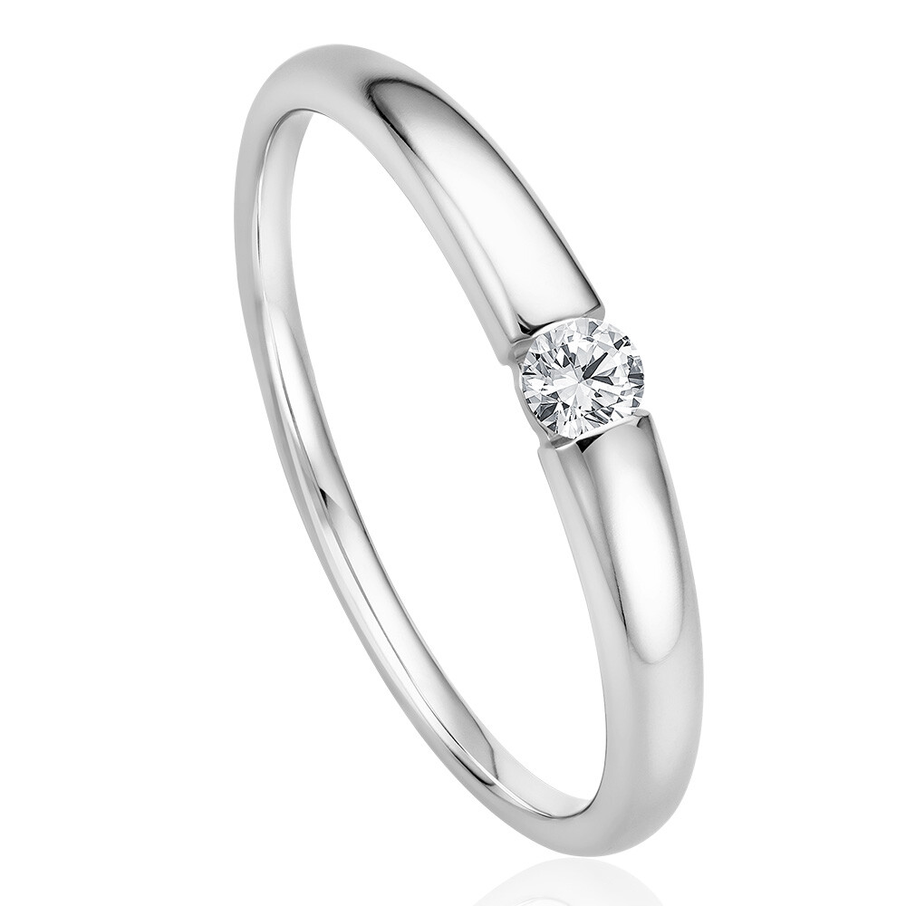 Solitaire Ring Weißgold Brillant 0.090 ct. w/si