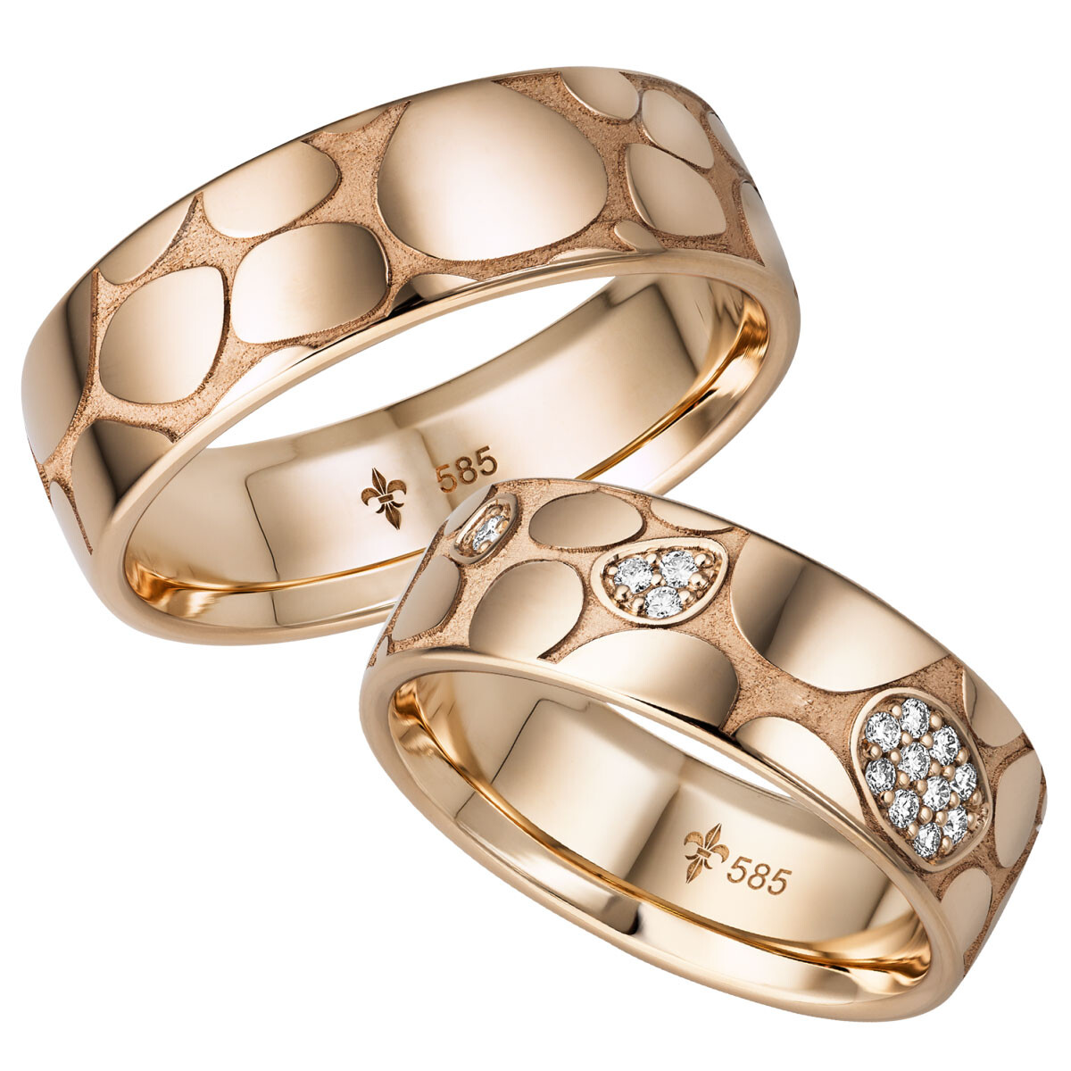 Extravagante Trauringe Cécile aus Roségold Brillant