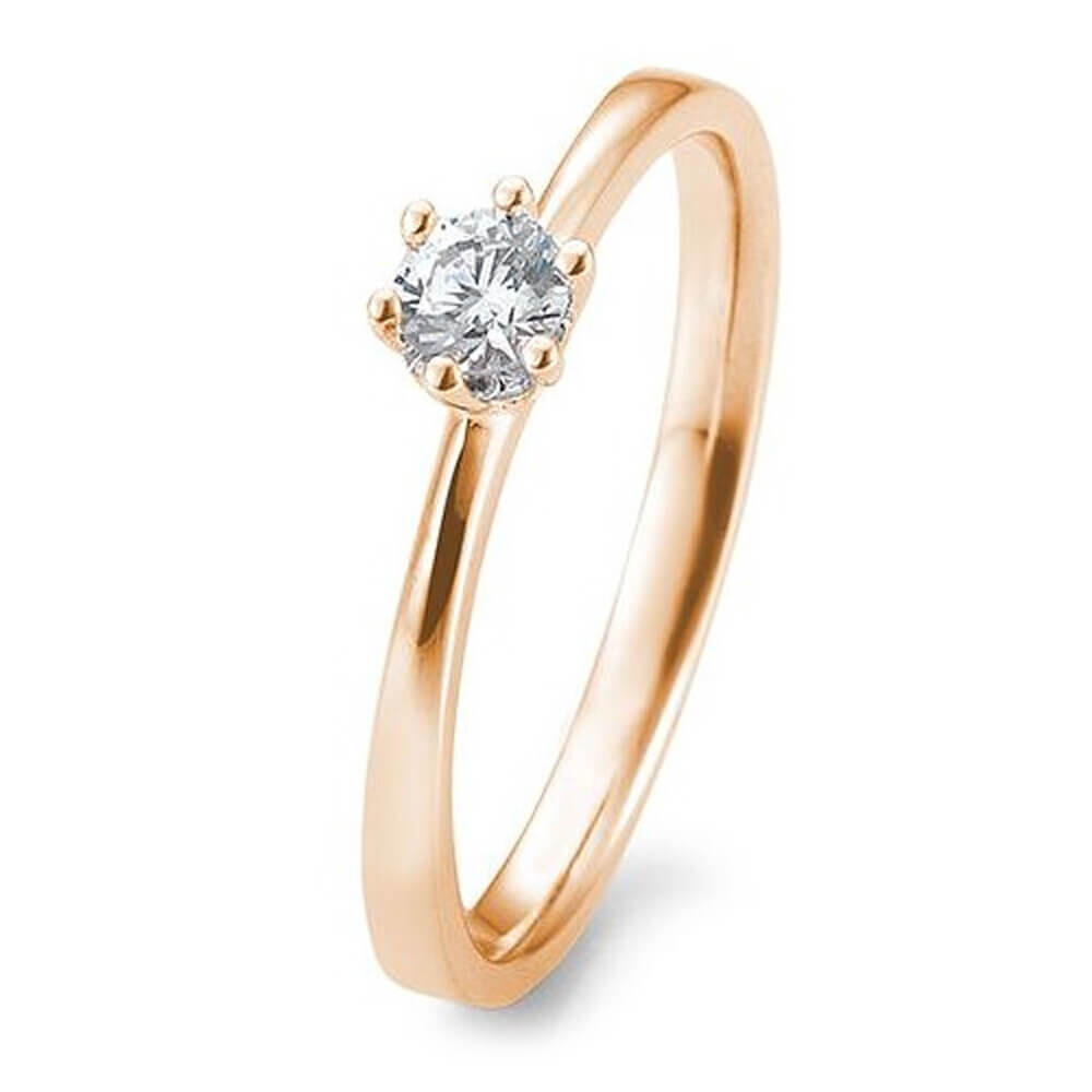 Verlobungsring aus Roségold mit Lab-Grown Brillant in 6er Krappe