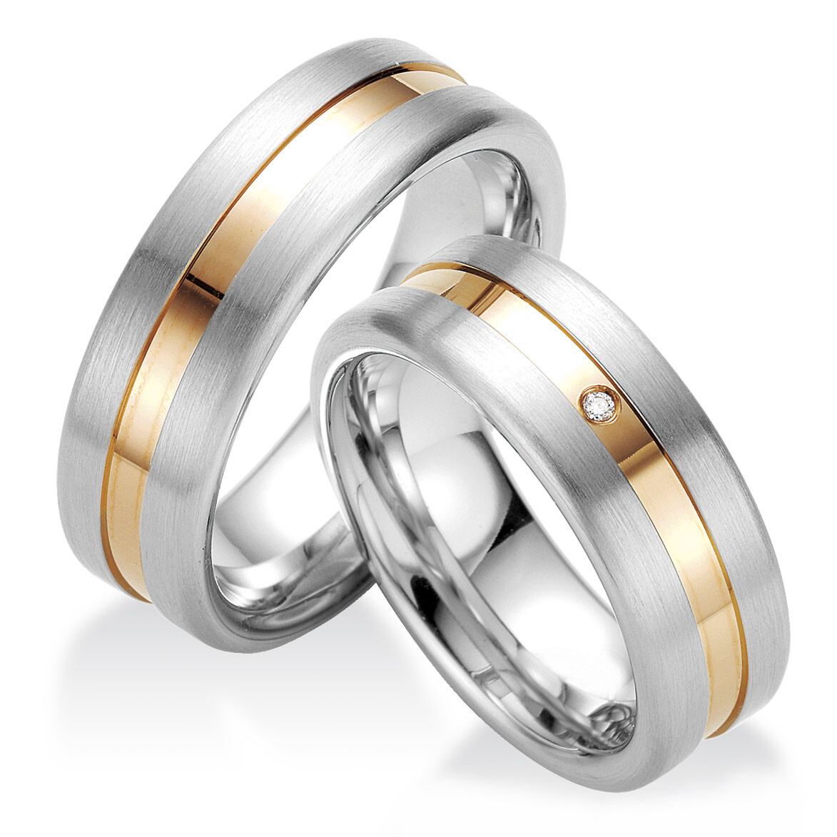 Trauringe Partnerringe Silber Rotgoldplattierung 48/08027 & 48/08028