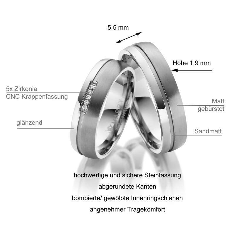 Partnerringe Trauringe Titan Marrya TI-22 Info