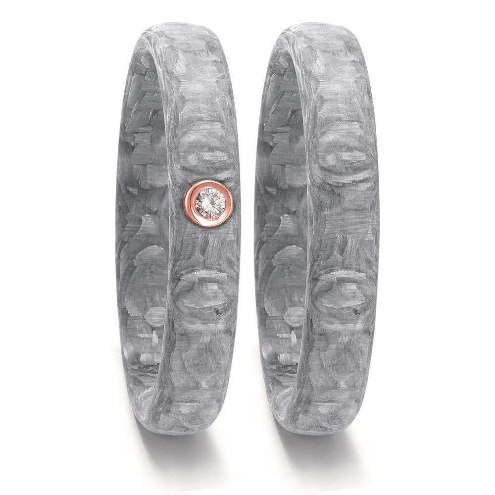 Trauringe Carbon grau Rotgold 750 Brillant 52609