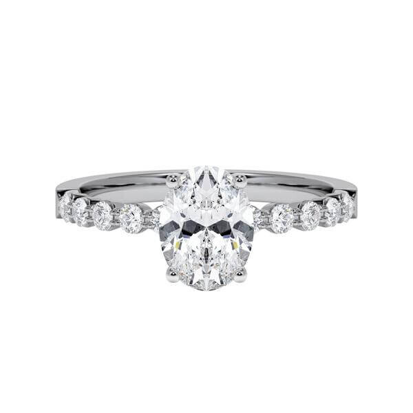 Diamantring Graugold 750 & Weißgold 750 Lab Grown Oval-Diamant zus. 1,300ct RU-1786