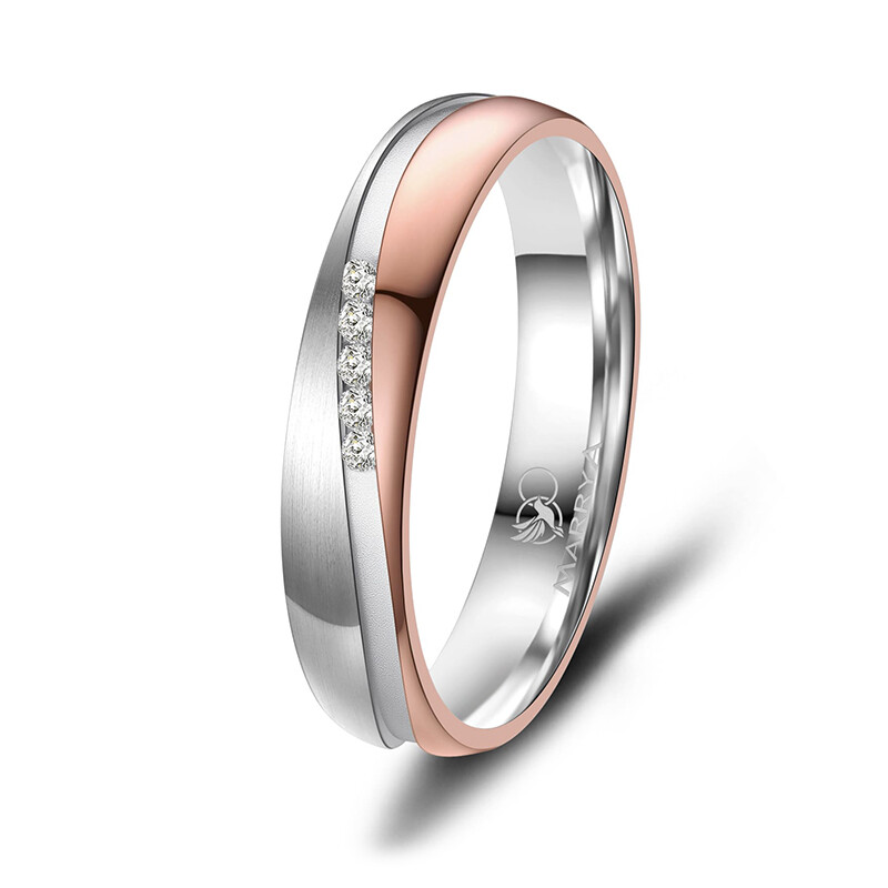 Damenring Edelstahl Rosé Zirkonia ES-42