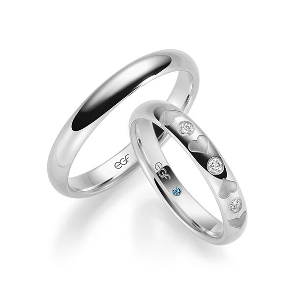 Trauringe Weißgold Herzen Brillant F-1397-5