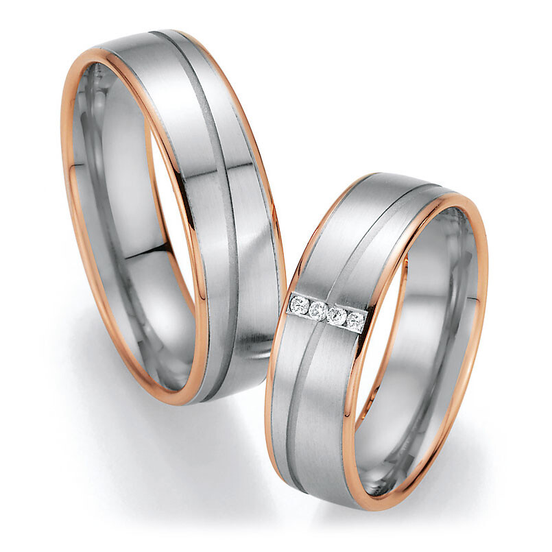 Trauringe Weißgold & Rotgold Brillant CR 66/40010 & 66/40020