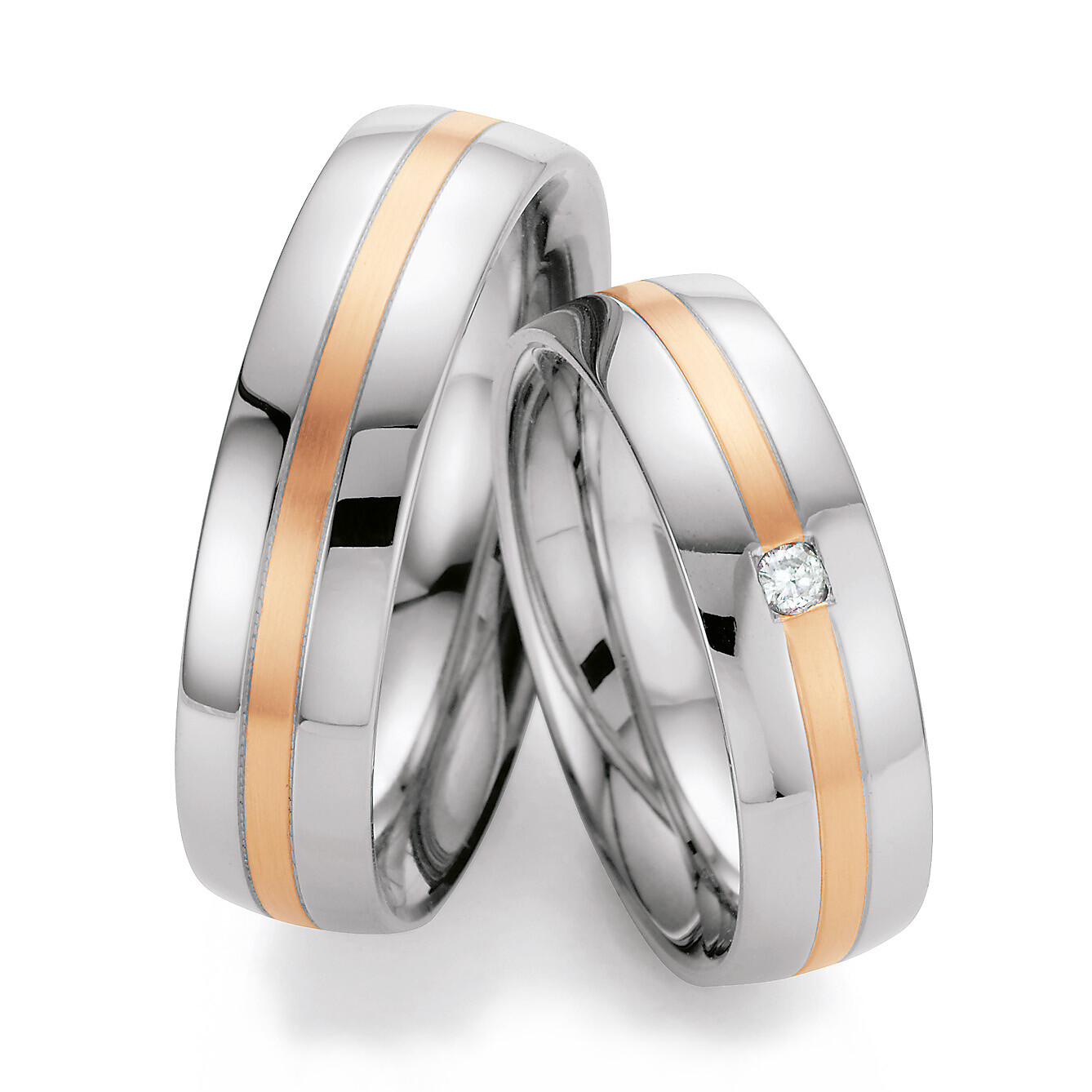 Trauringe Edelstahl & Rotgold 585