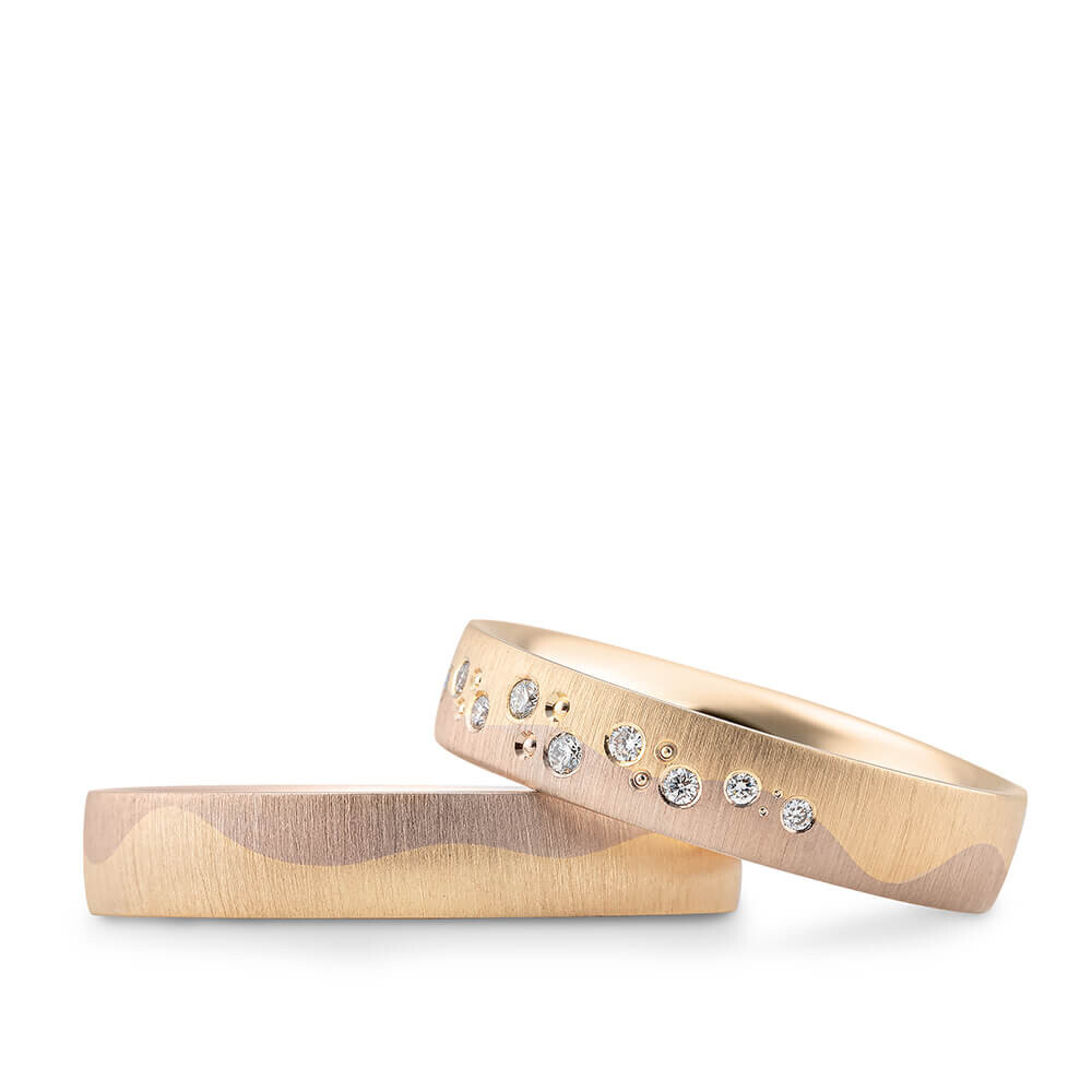 Eheringe Wave Sunrise & Blush Brillant 0,96 ct.