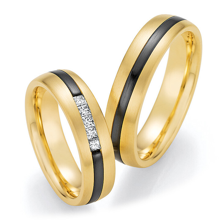 Eheringe Trauringe Bicolor 14/10170 & 14/10180 Gelbgold Zirconium