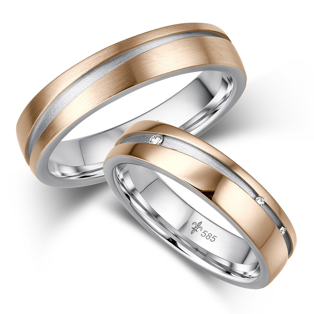 Trauringe Antonia Roségold & Weißgold TR-0-00021 & TR-1-00021