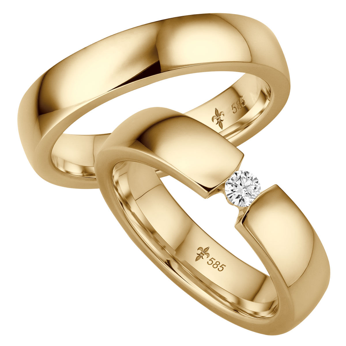 Trauringe TR-0-00029 & TR-1-00029 Fleur Gelbgold