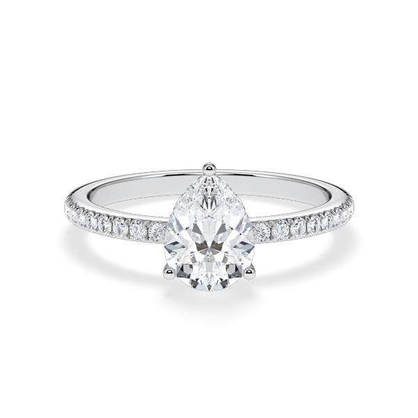 Verlobungsring Hidden Halo Lab-Grown Tropfen-Diamant Platin RU-1903