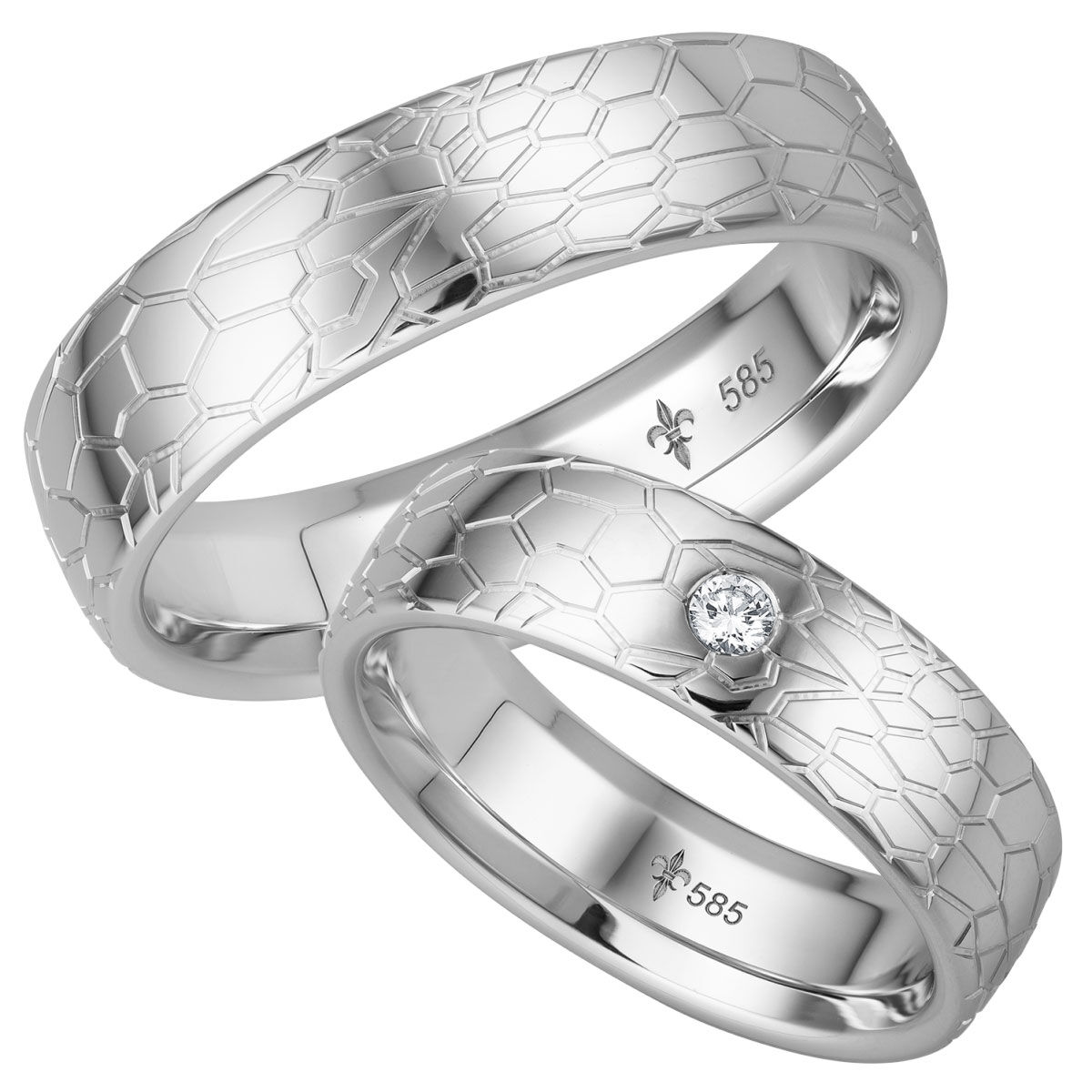 Trauringe TR-0-00030 & TR-1-00030 Zoé Weißgold