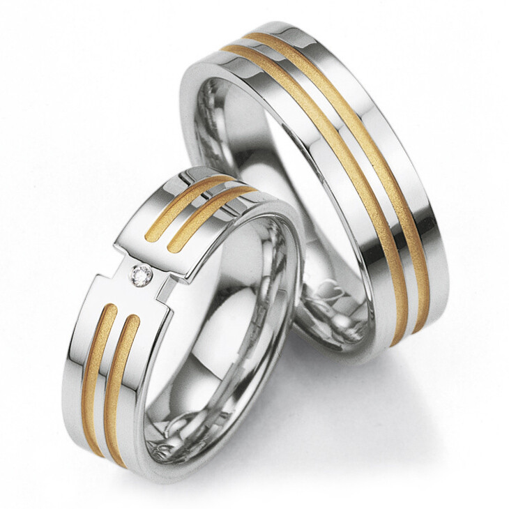 Trauringe / Partnerringe Silber 925 mit Gelbgoldplattierung - TRS08BR011Si