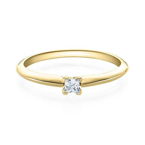 Verlobungsring Solitär 4er Krappe Princess Gelbgold RU-1569
