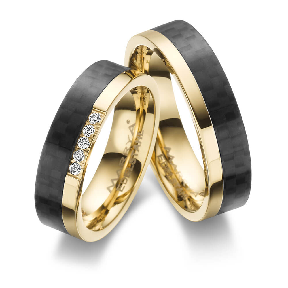 Trauringe Partnerringe Edelstahl plattiert Zirkonia Marrya ES-24