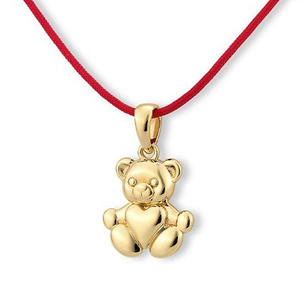 Collier Kids Teddybär Silber vergoldet - Band rot