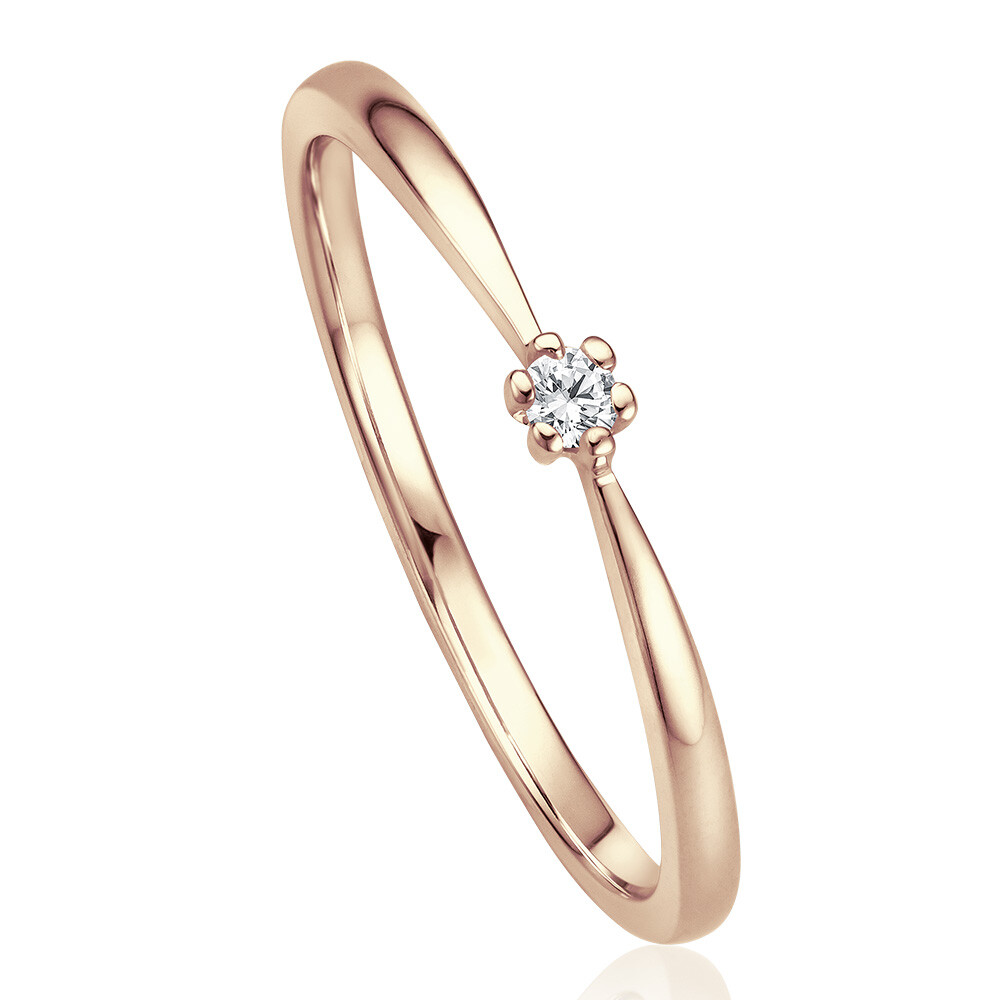 Solitaire Ring Roségold Brillant 0.040 ct. w/si