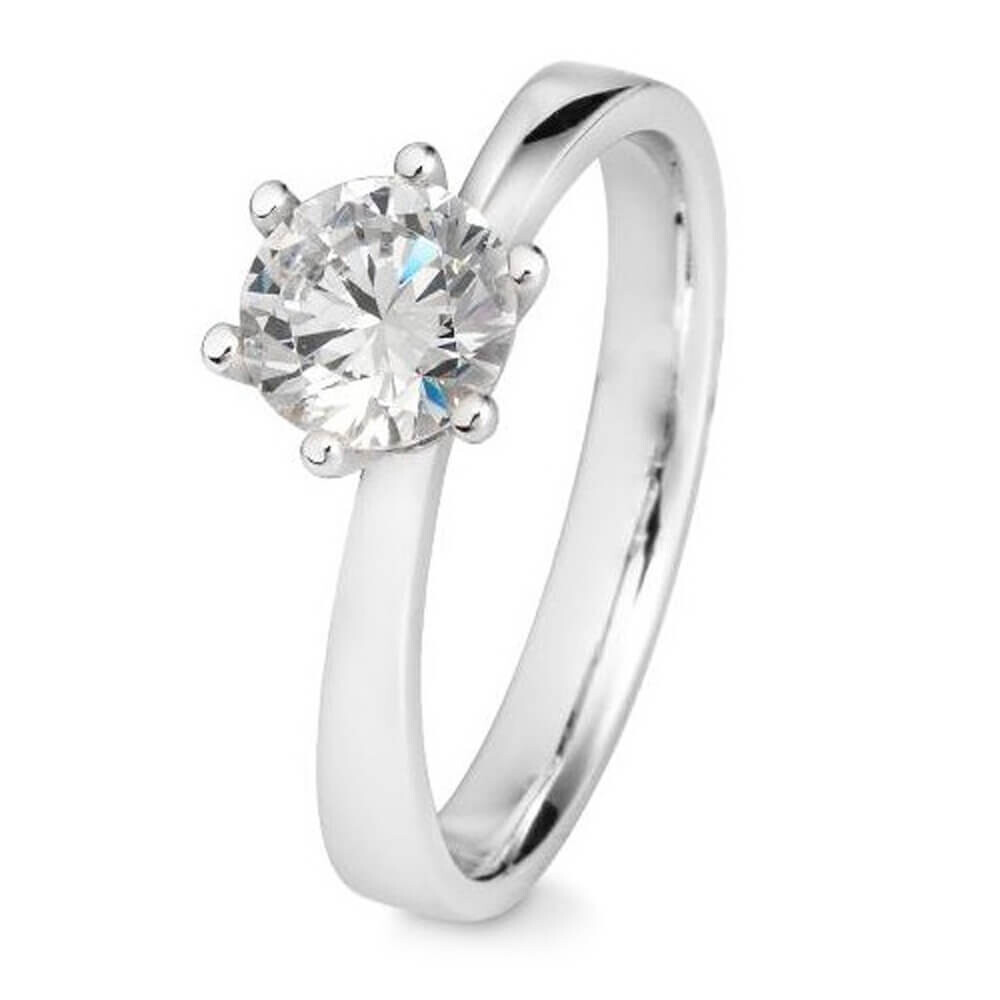 Verlobungsring aus Weißgold mit Lab-Grown Brillant in 6er Krappe