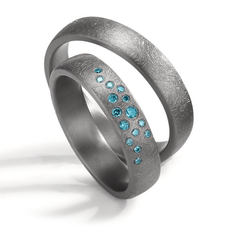 Eheringe aus Tantal Diamant Blau TNO59183