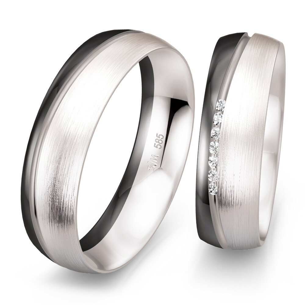 Trauringe Weißgold & Graugold 49/83134 & 49/83135