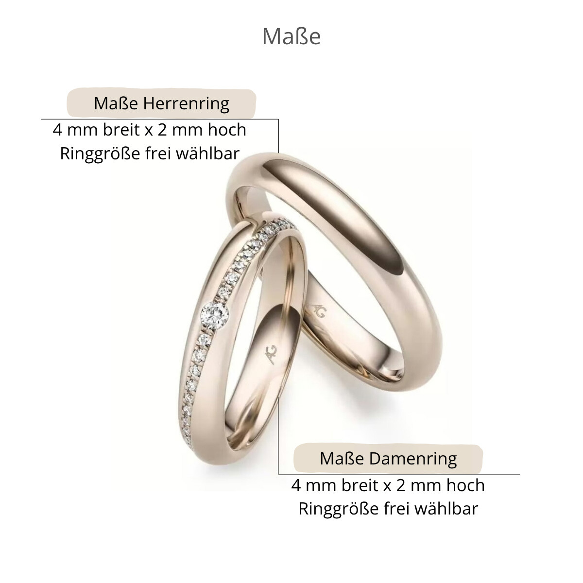 Trauringe Haselnussgold Brillant AG31383
