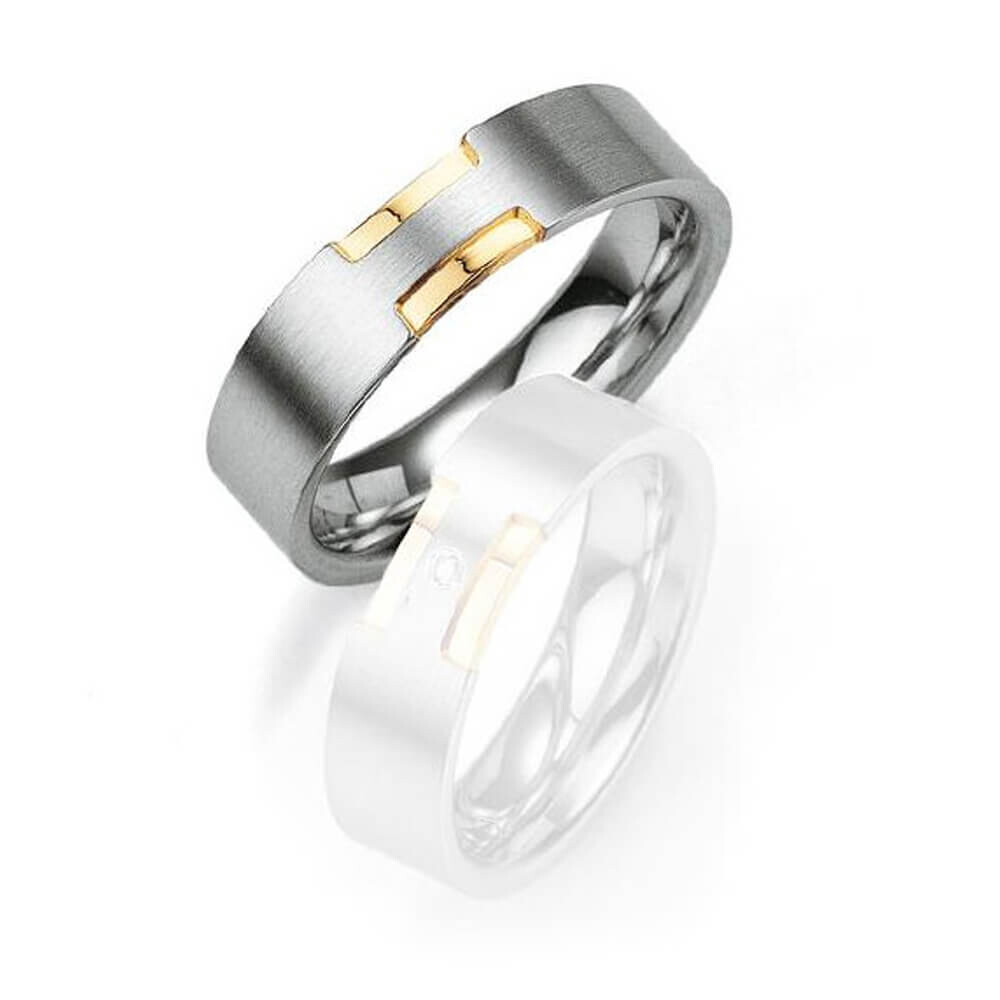 Partnerring Silber 925 & Gold Brillant BR4808008