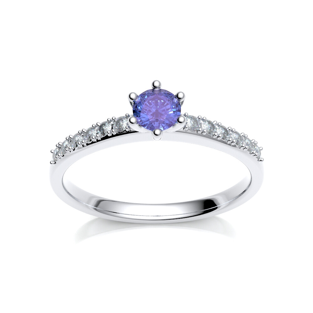 Verlobungsring Pavé aus Silber 925 Tansanit Zirkonia