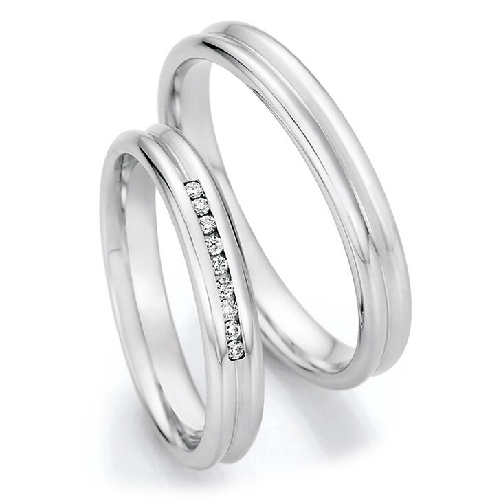 Trauringe Weißgold 66/66170 & 66/66180 mit umlaufender Fuge