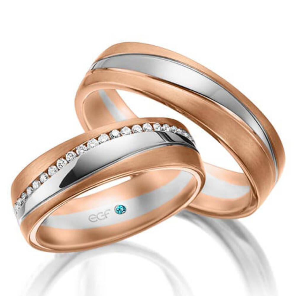 Trauringe Bicolor Rotgold & Weißgold F-1153-12