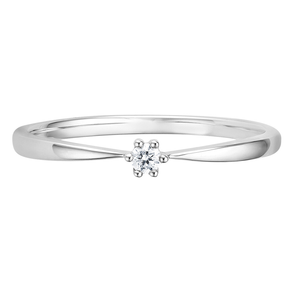 Solitaire Ring Weißgold Brillant 0.040 ct. w/si, liegend