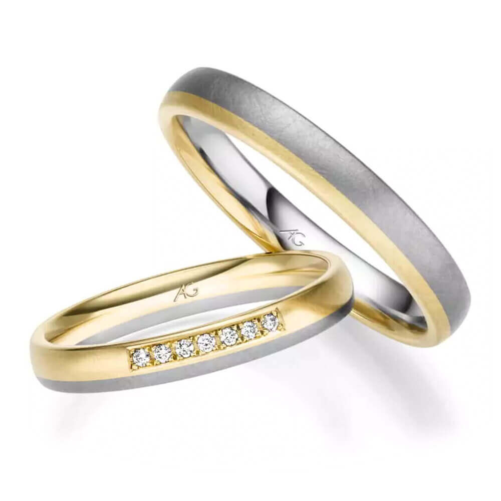 Mehrfarbige Trauringe Gelbgold Gerstner 31507