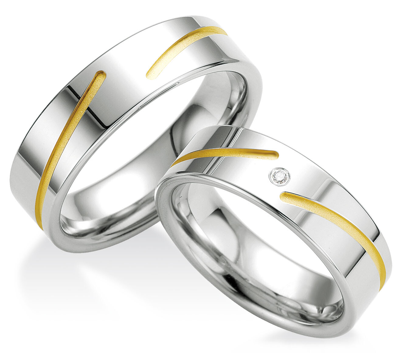 Trauringe / Partnerringe Silber 925 mit Gelbgoldplattierung - TRS08BR035Si