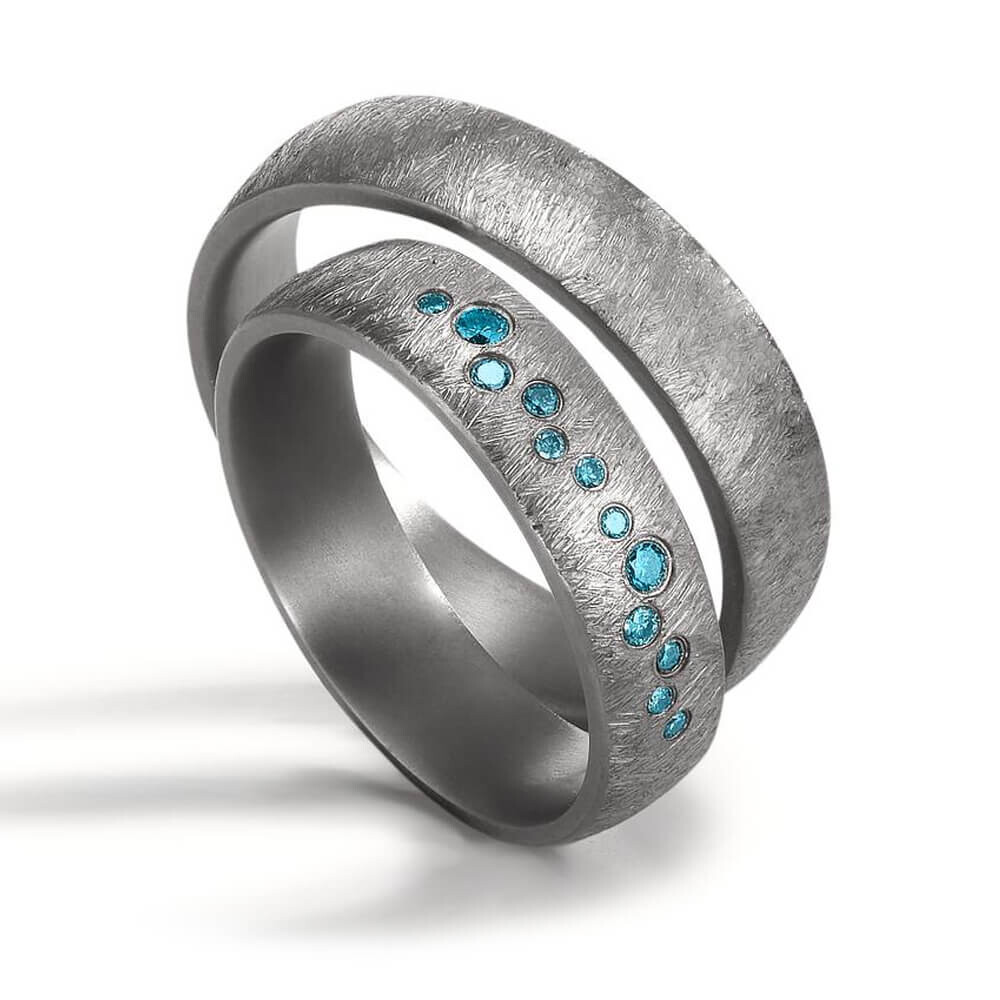 Eheringe aus Tantal Diamant Blau TNO59184