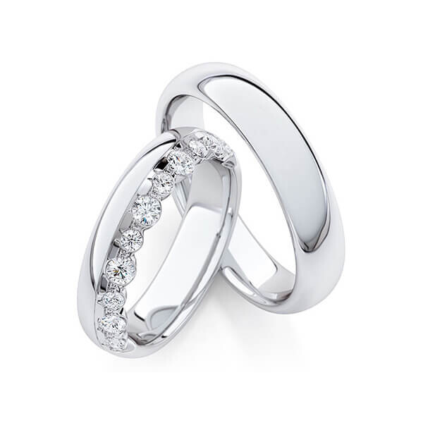 Trauringe Memoire Weißgold 333 Brillant zus. 0,475 ct. tw, si RU-1763