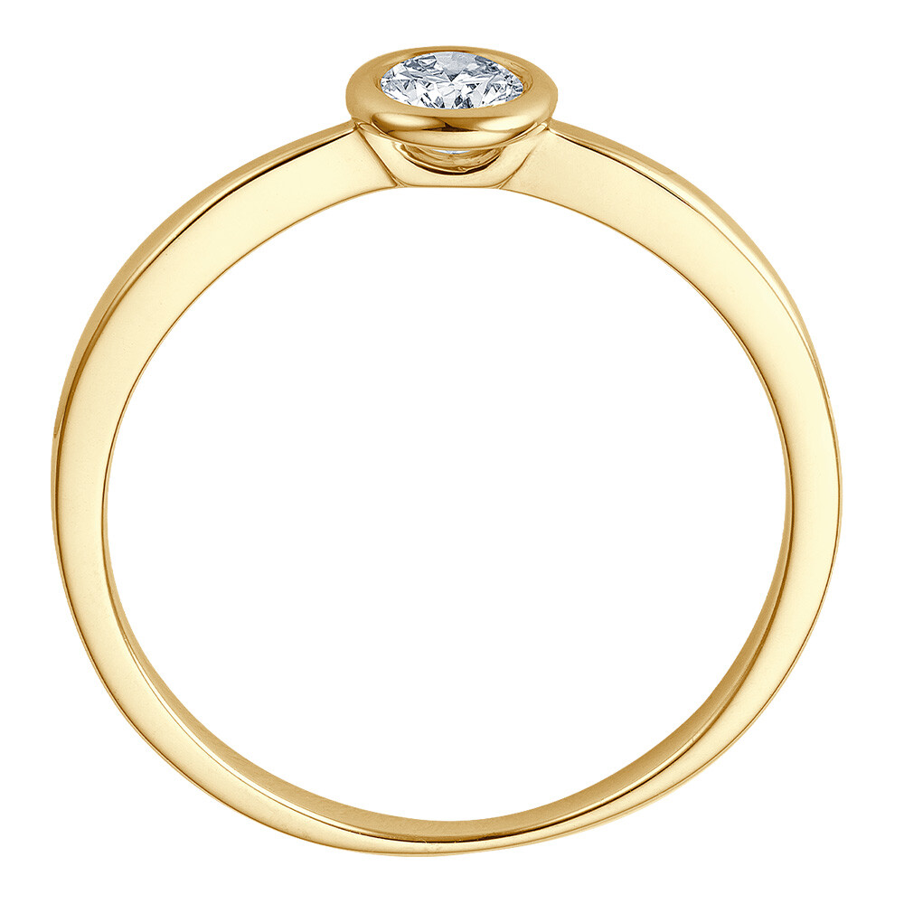 Solitaire Ring Gelbgold Brillant 0.170 ct. w/si, stehend