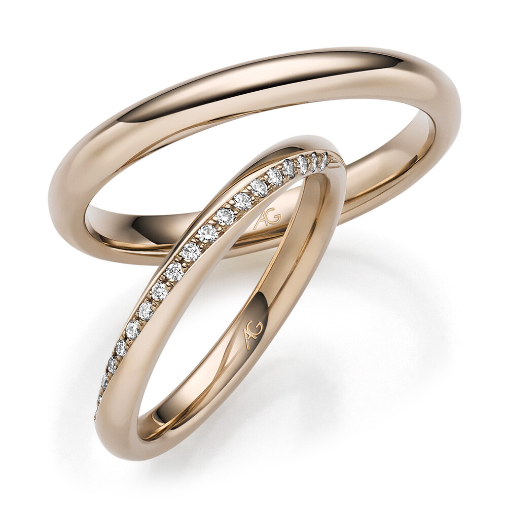 Trauringe Haselnussgold Brillant 0,095 ct.