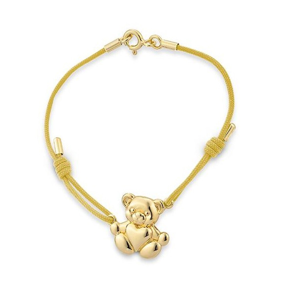 Armreif Kids Teddybär Silber vergoldet - Band gelb