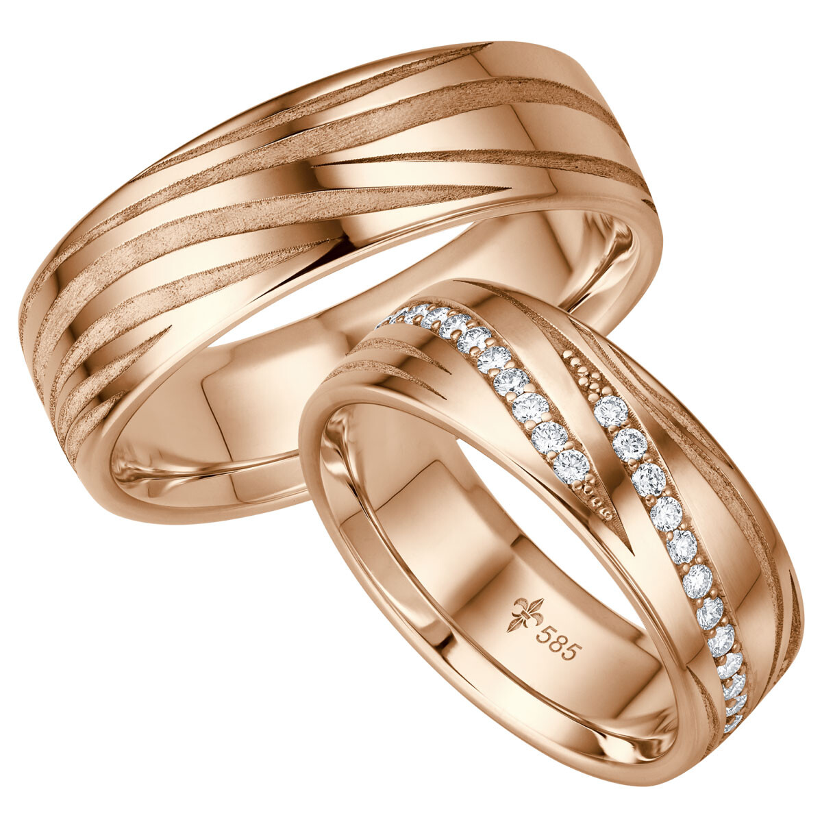 Trauringe TR-0-00043 & TR-1-00043 Paulette Rotgold