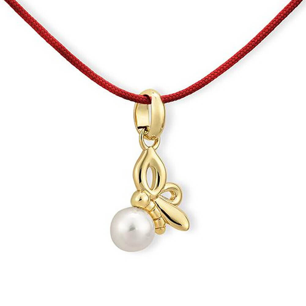 Collier Kids Biene mit Perle Silber vergoldet