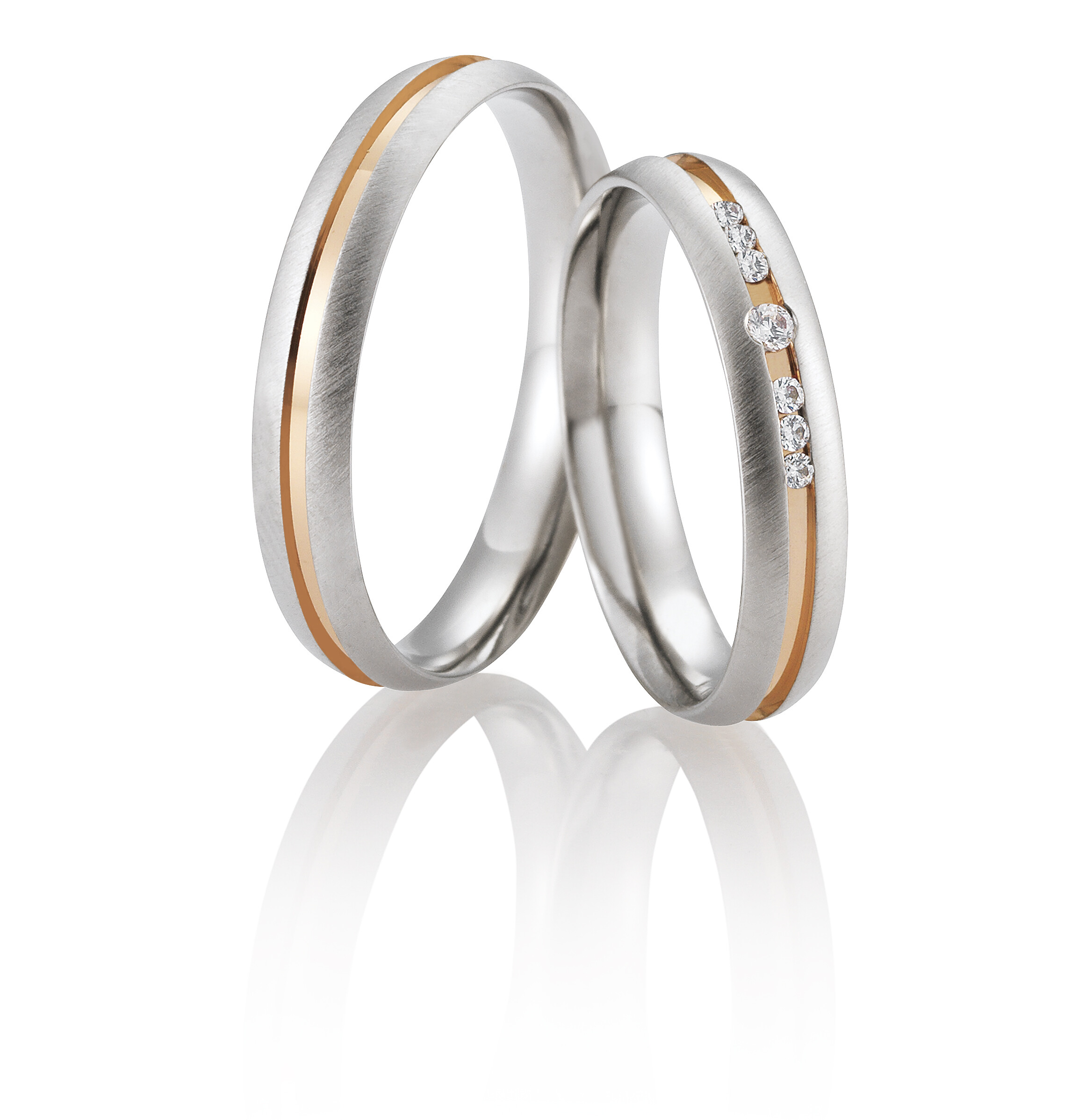 Trauringe Weißgold & Rotgold 48/02659 & 48/02660