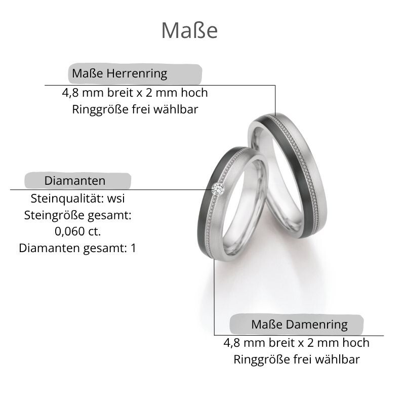 Eheringe Titan Zirkonium Brillant 0,060 ct. w/si