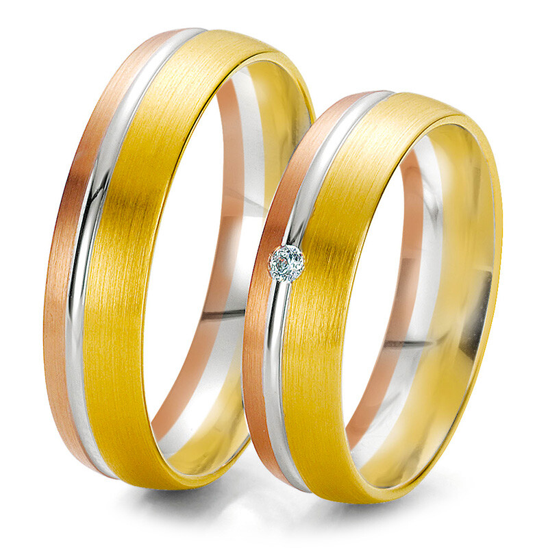 Trauringe Tricolor Brillant Rainbow BR 48/062050 & 48/062060