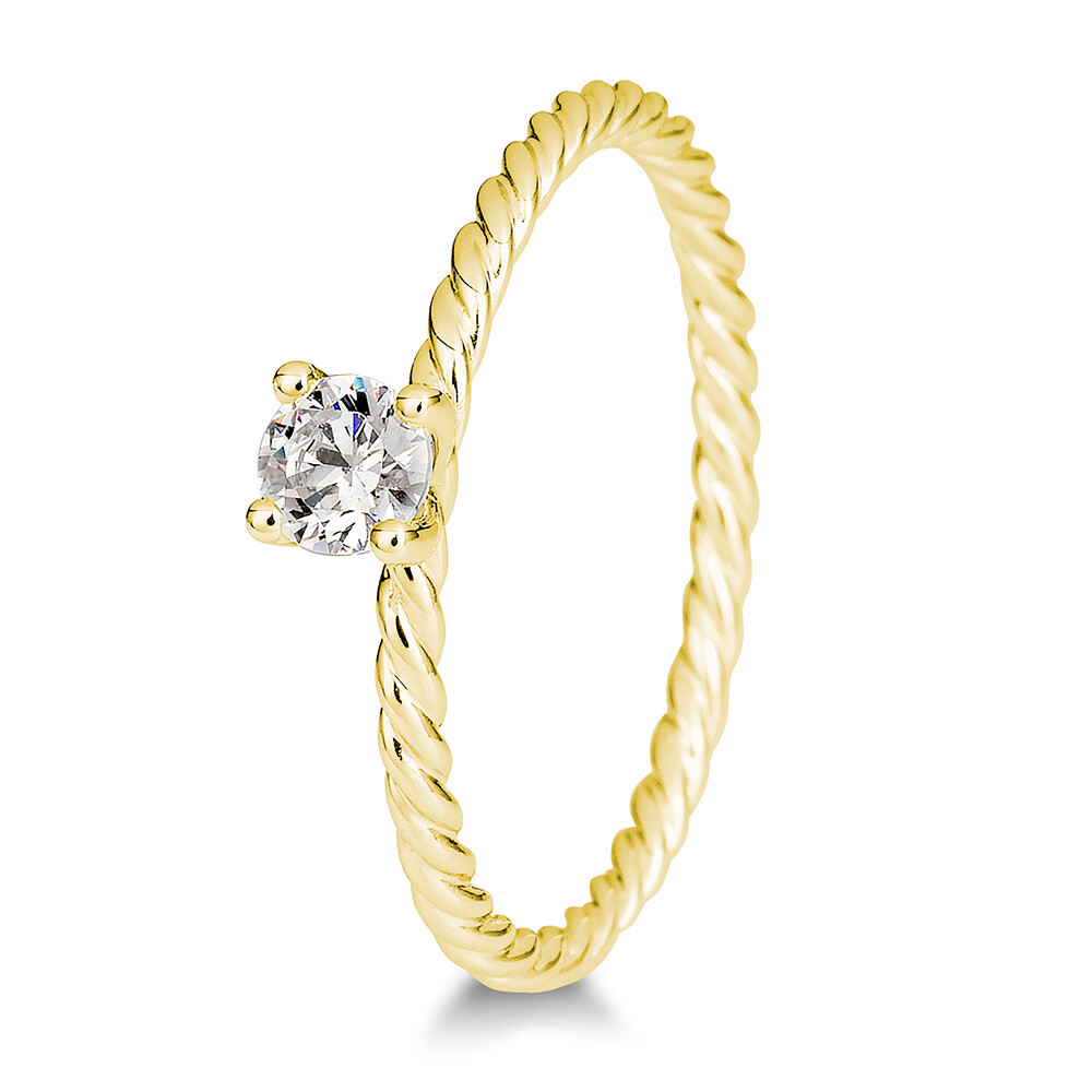 Kordelring Solitär BR173-2 Gelbgold mit Brillant